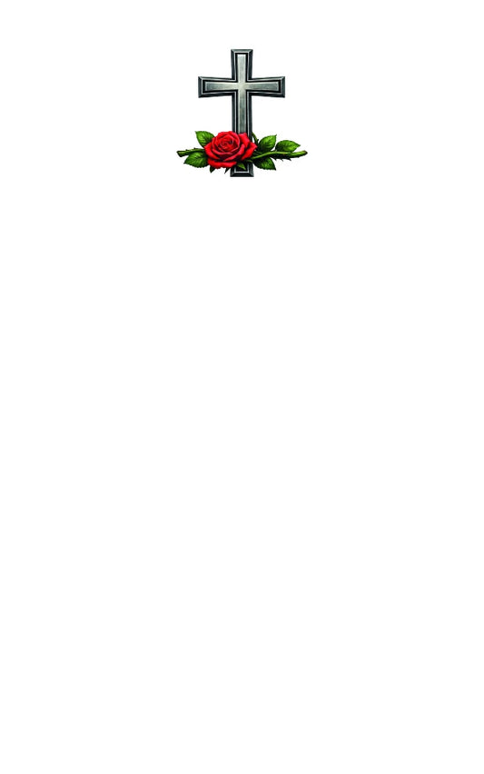 Croce con rosa rossa 5x8 cm