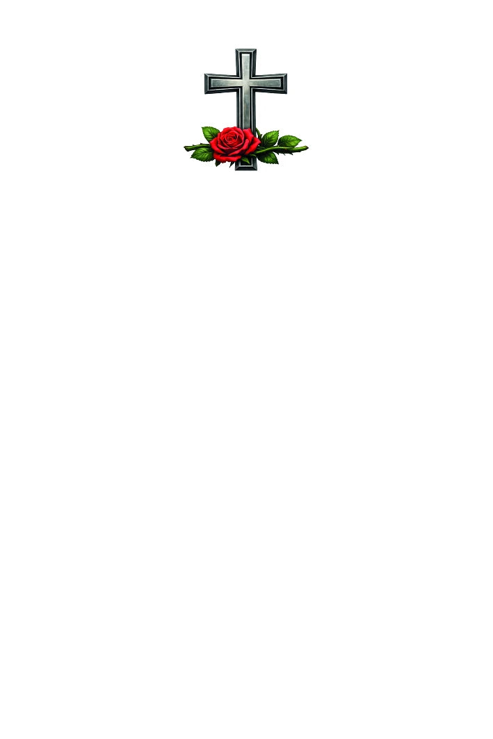 Croce con rosa rossa 6x9 cm