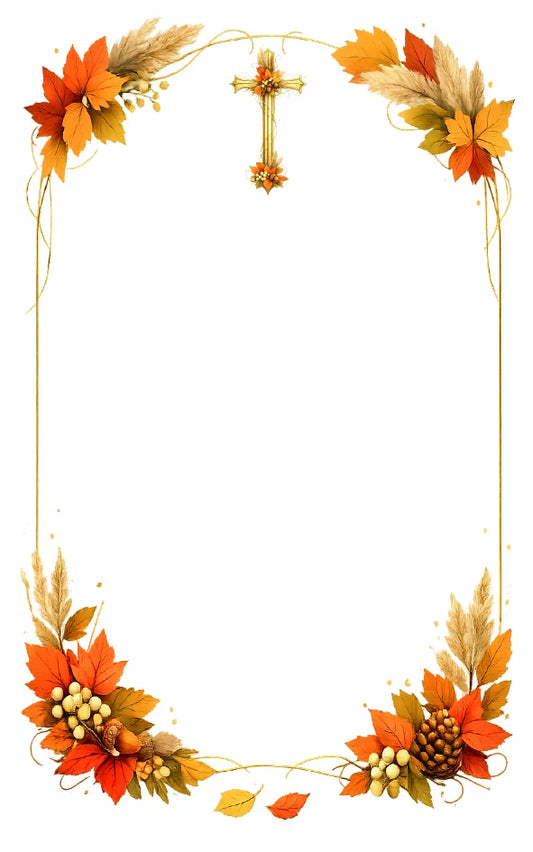 Croce e foglie d'autunno 5x8 cm