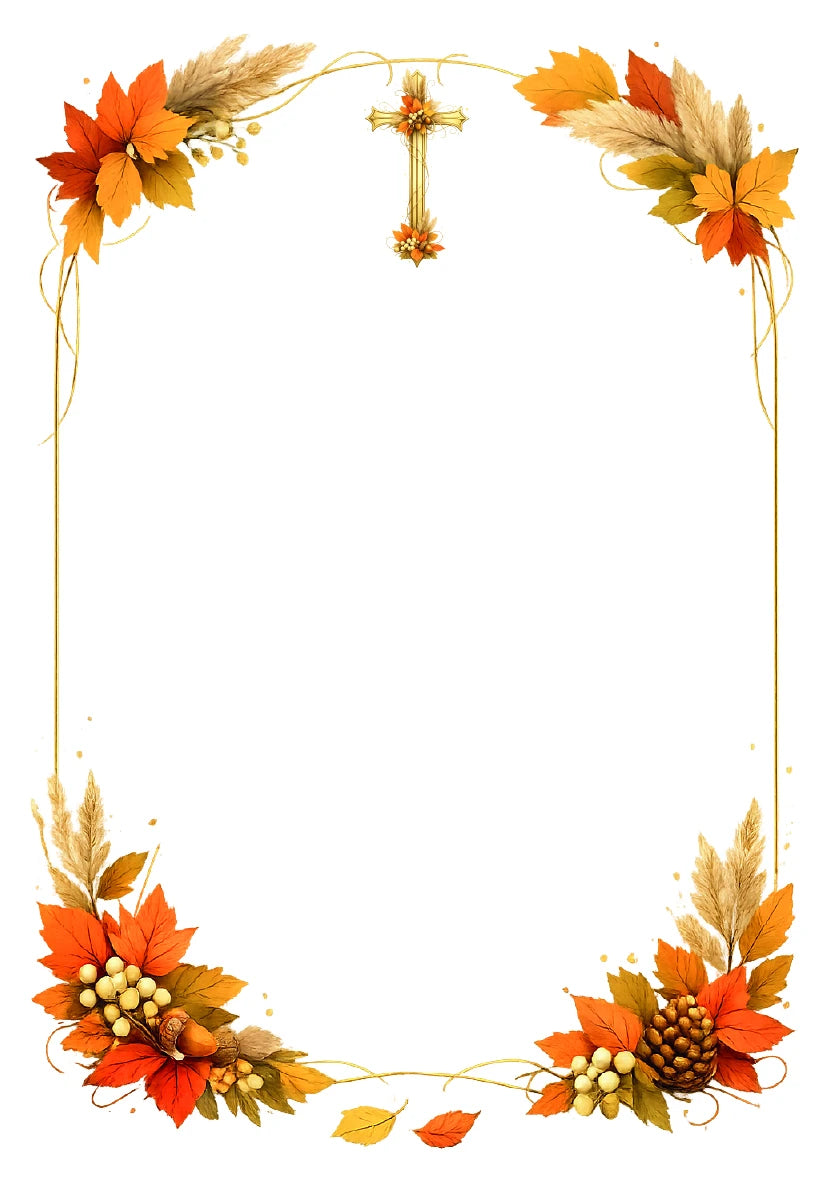 Croce e foglie d'autunno 7x10 cm